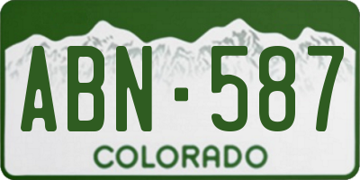 CO license plate ABN587