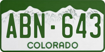 CO license plate ABN643