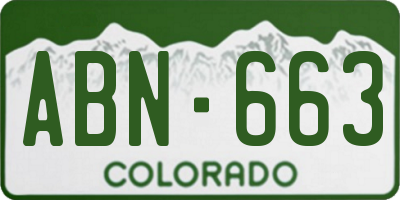 CO license plate ABN663