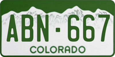 CO license plate ABN667