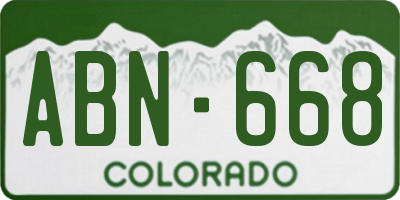 CO license plate ABN668