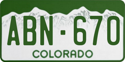 CO license plate ABN670