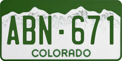 CO license plate ABN671