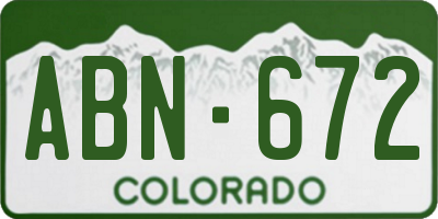 CO license plate ABN672
