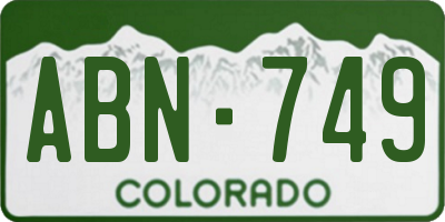 CO license plate ABN749