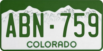 CO license plate ABN759