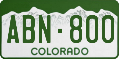 CO license plate ABN800