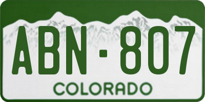 CO license plate ABN807