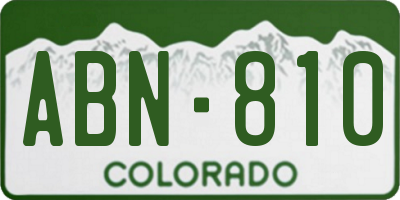 CO license plate ABN810