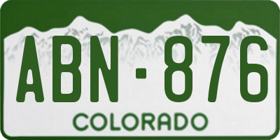 CO license plate ABN876