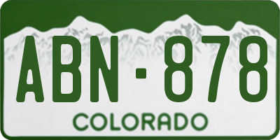 CO license plate ABN878