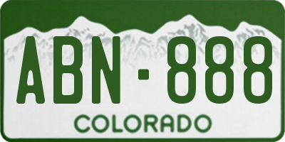 CO license plate ABN888