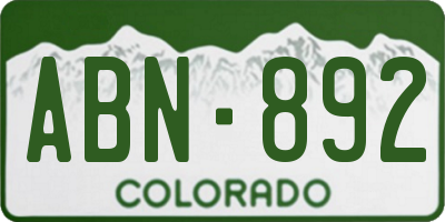 CO license plate ABN892