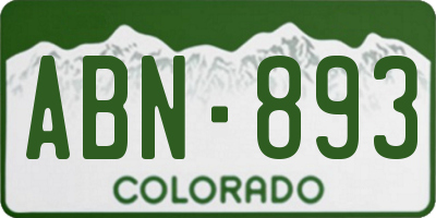 CO license plate ABN893