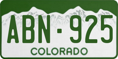 CO license plate ABN925