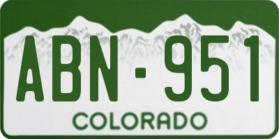 CO license plate ABN951