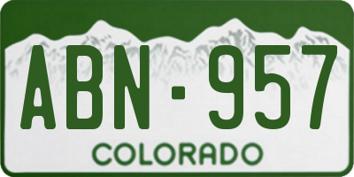 CO license plate ABN957