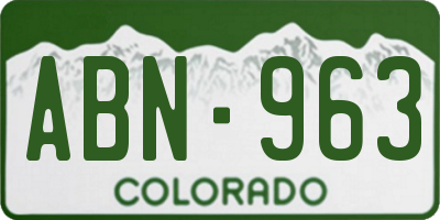 CO license plate ABN963