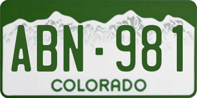 CO license plate ABN981