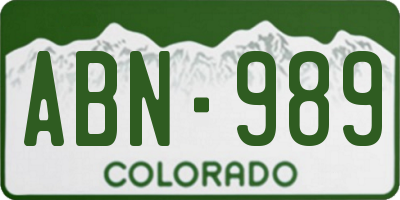 CO license plate ABN989