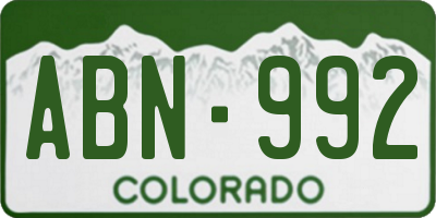 CO license plate ABN992