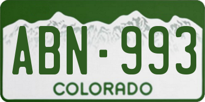 CO license plate ABN993