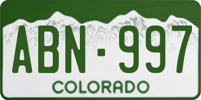 CO license plate ABN997