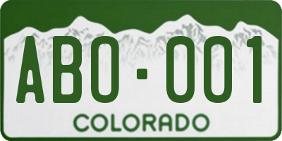 CO license plate ABO001