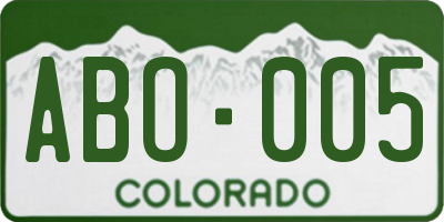 CO license plate ABO005