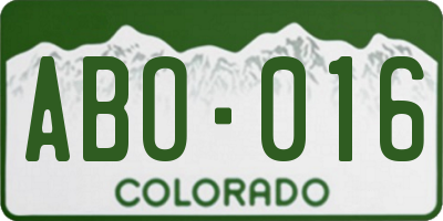 CO license plate ABO016