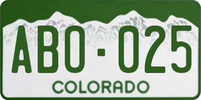 CO license plate ABO025