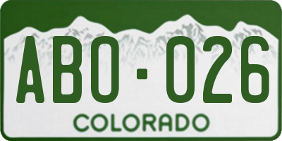 CO license plate ABO026