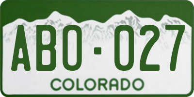 CO license plate ABO027