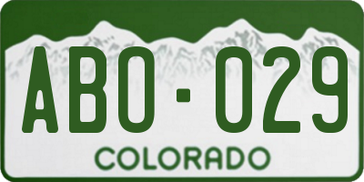 CO license plate ABO029