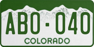 CO license plate ABO040