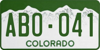 CO license plate ABO041