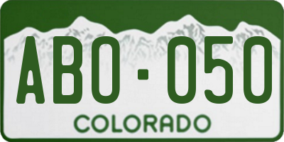 CO license plate ABO050