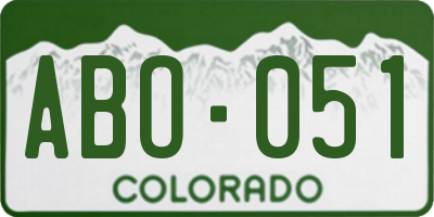 CO license plate ABO051