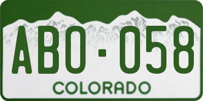 CO license plate ABO058