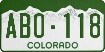CO license plate ABO118