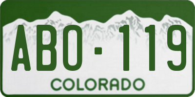 CO license plate ABO119
