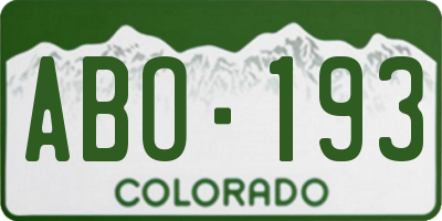 CO license plate ABO193