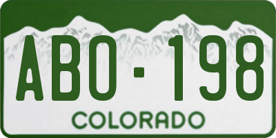 CO license plate ABO198