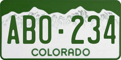 CO license plate ABO234