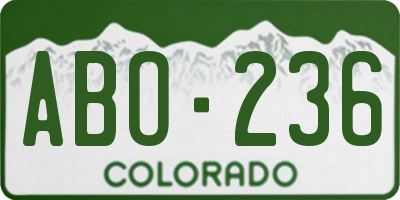 CO license plate ABO236
