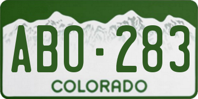 CO license plate ABO283