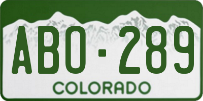 CO license plate ABO289