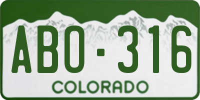 CO license plate ABO316