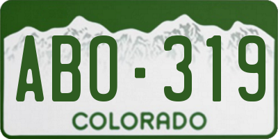 CO license plate ABO319