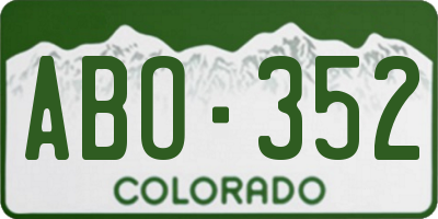 CO license plate ABO352